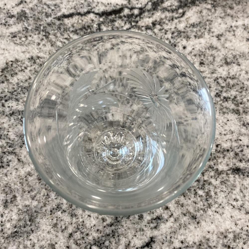 Etched Floral Clear Glass Footed Water Goblet! - Picture 4 of 8